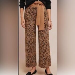 Moth by Anthropologie - Wool Blend Leopard Print Tie Waist Sweater Pants Size M